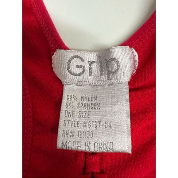 Grip Women’s Tank Top Full Rhinestone Trim Zip Ruched Stretch One Size Red - Picture 3 of 9
